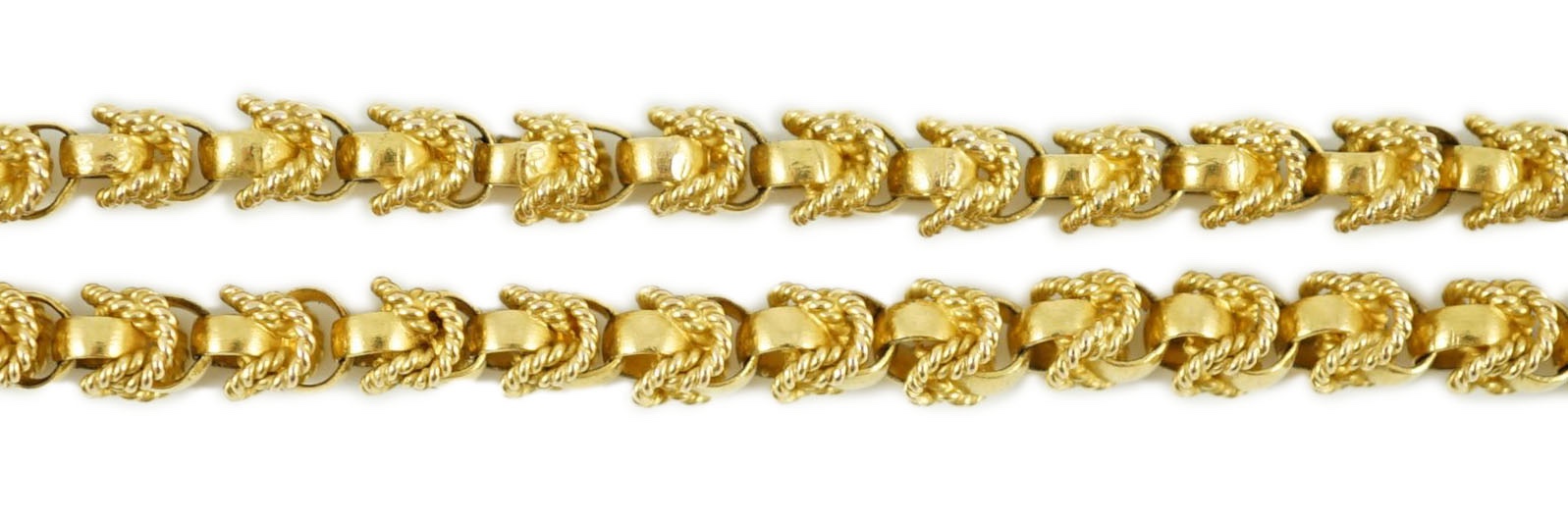 A 20th century 750 yellow gold fancy link necklace